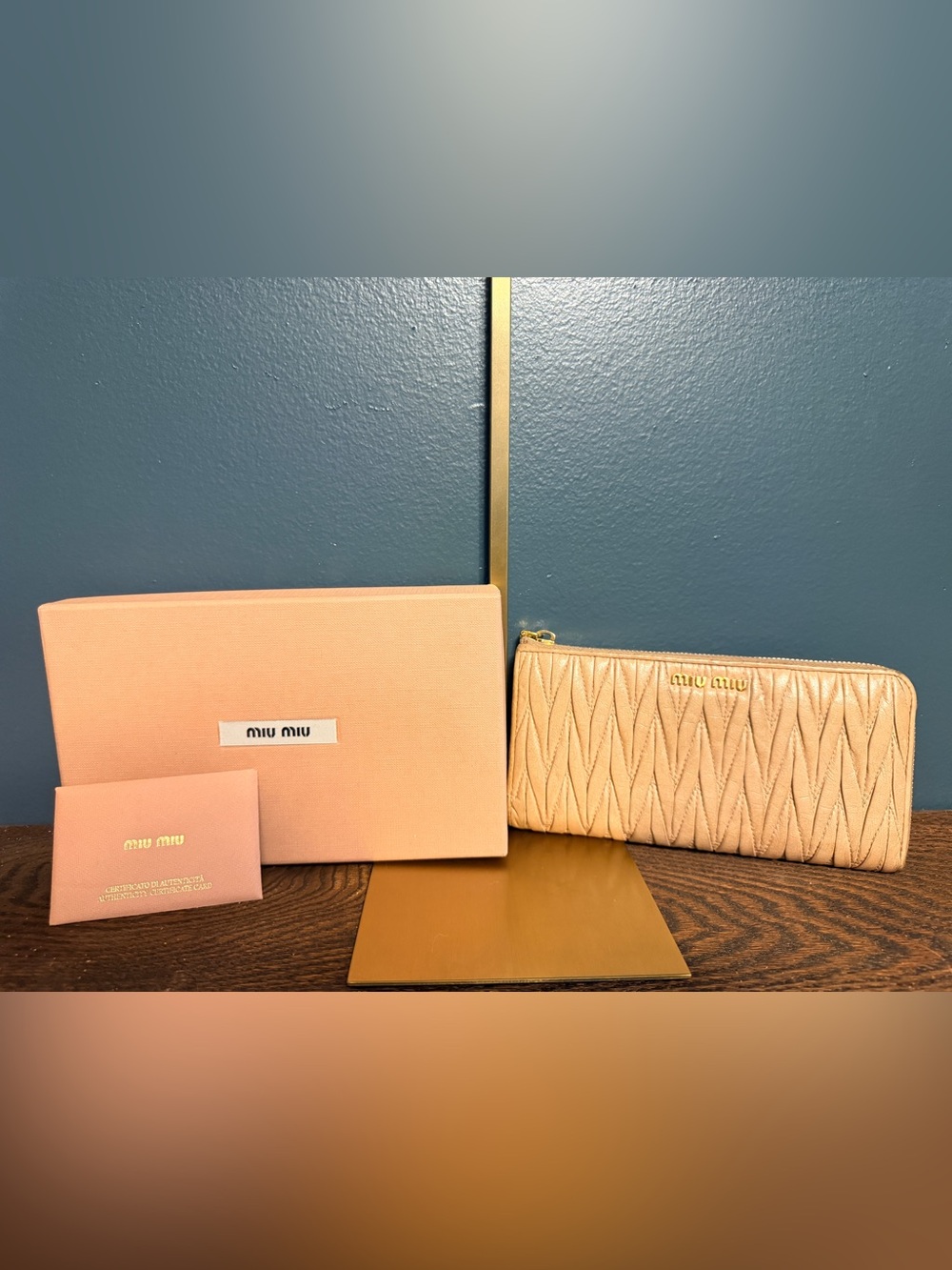 Miu Miu Blush Pink Quilted Leather Zip Wallet